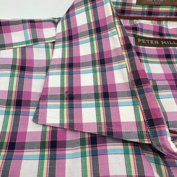 Peter Millar Long Sleeve Sport Shirt Pink Green Blue Size XL Extra Large - Picture 3 of 7